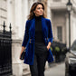 Zweireihige Samt-Strickjacke für Damen