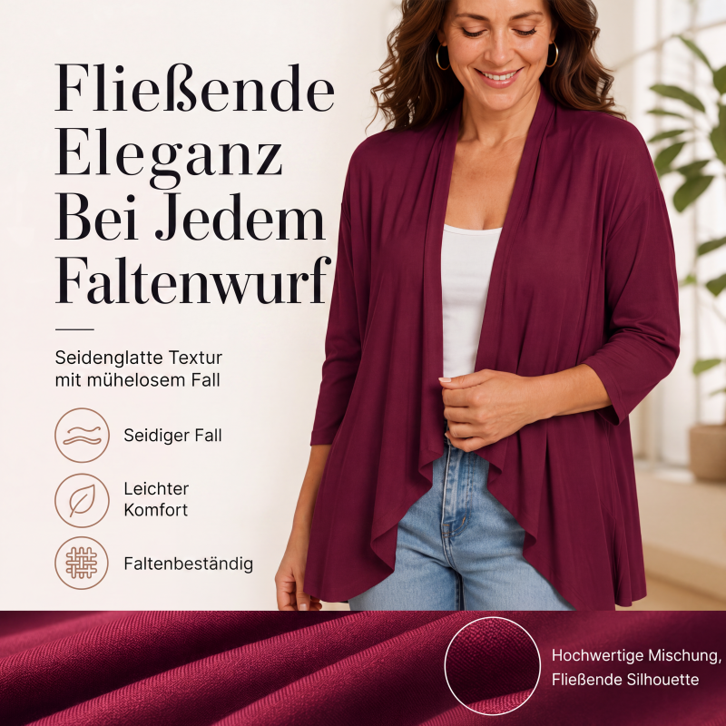 Damen-Cardigan mit 3/4-Ärmeln und offenem Vorderteil