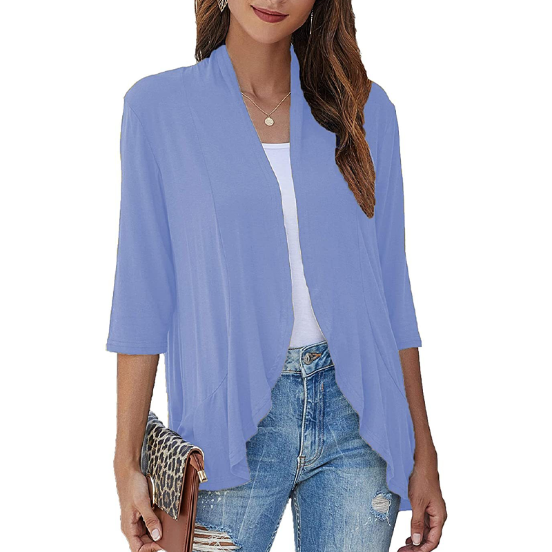 Damen-Cardigan mit 3/4-Ärmeln und offenem Vorderteil