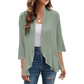 Damen-Cardigan mit 3/4-Ärmeln und offenem Vorderteil