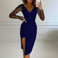 Glitzerndes Bodycon-Kleid für Damen mit Netzärmeln