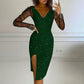 Glitzerndes Bodycon-Kleid für Damen mit Netzärmeln