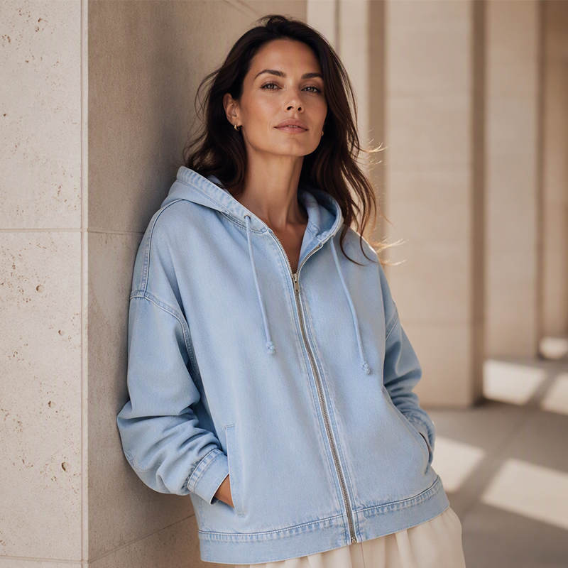 Damen lässige Zip-Kapuzenjacke