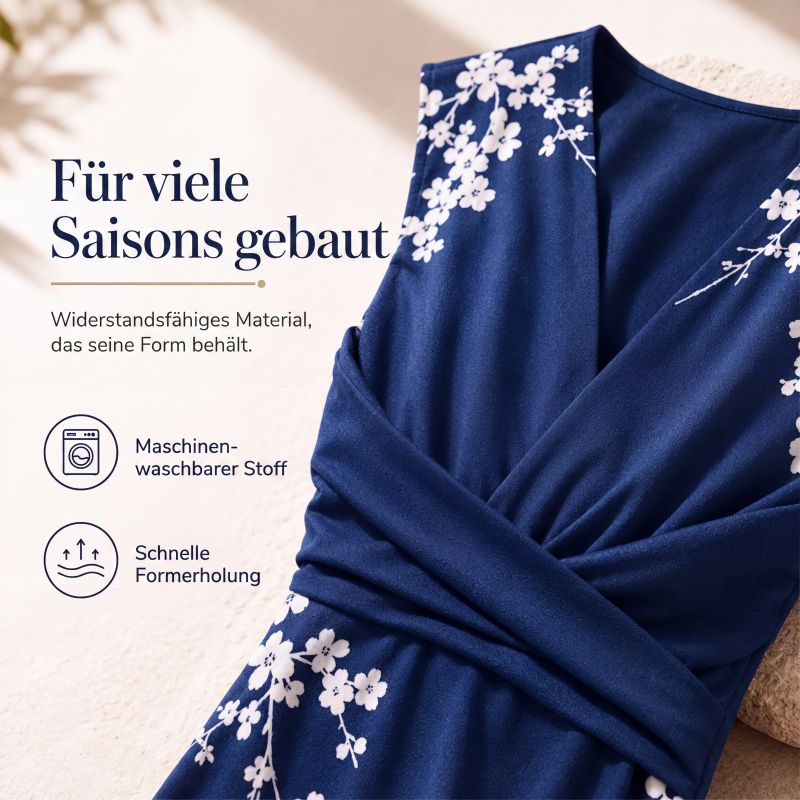 Schmeichelndes Midikleid mit V-Ausschnitt