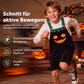 Kurze Kinder-Kord-Latzhose mit Halloween-Kürbismotiv, Trägern und Taschen