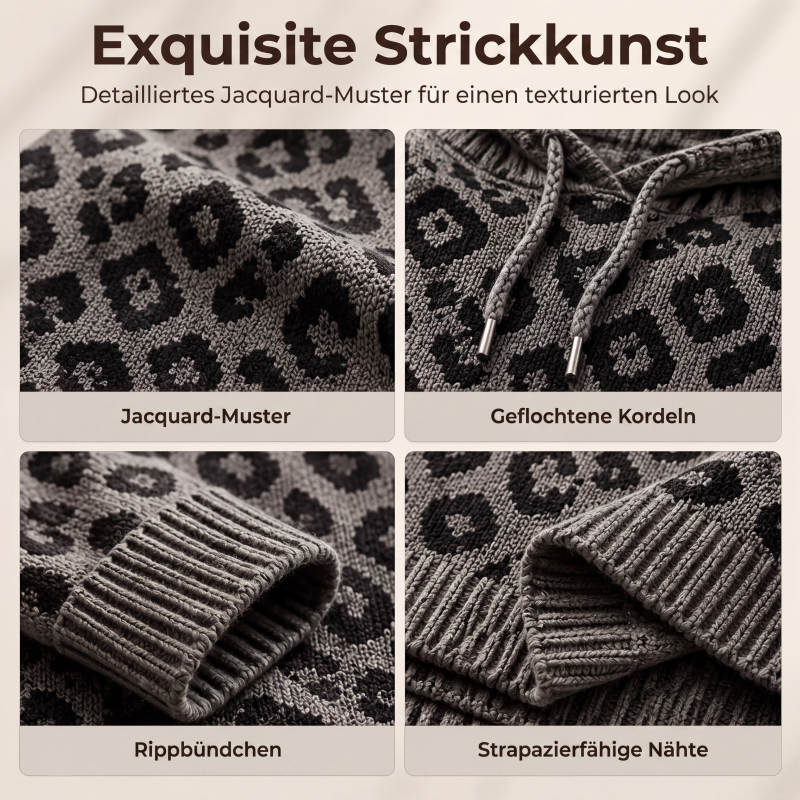 📢📢50%Rabatt!!!🎉✨Gestrickter Hoodie mit Leopardenmuster für Damen