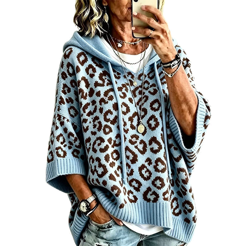 📢📢50%Rabatt!!!🎉✨Gestrickter Hoodie mit Leopardenmuster für Damen