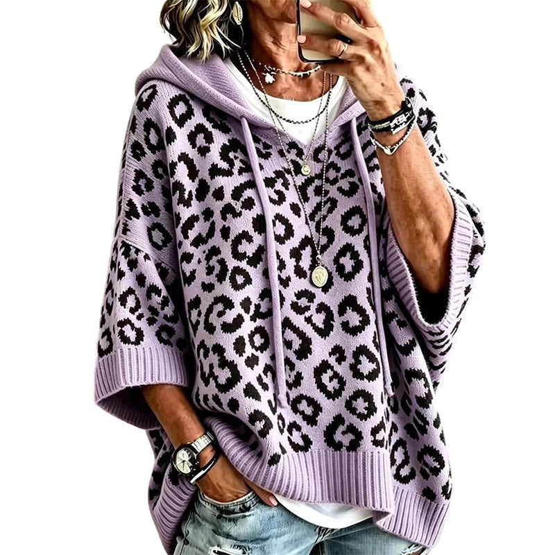 📢📢50%Rabatt!!!🎉✨Gestrickter Hoodie mit Leopardenmuster für Damen