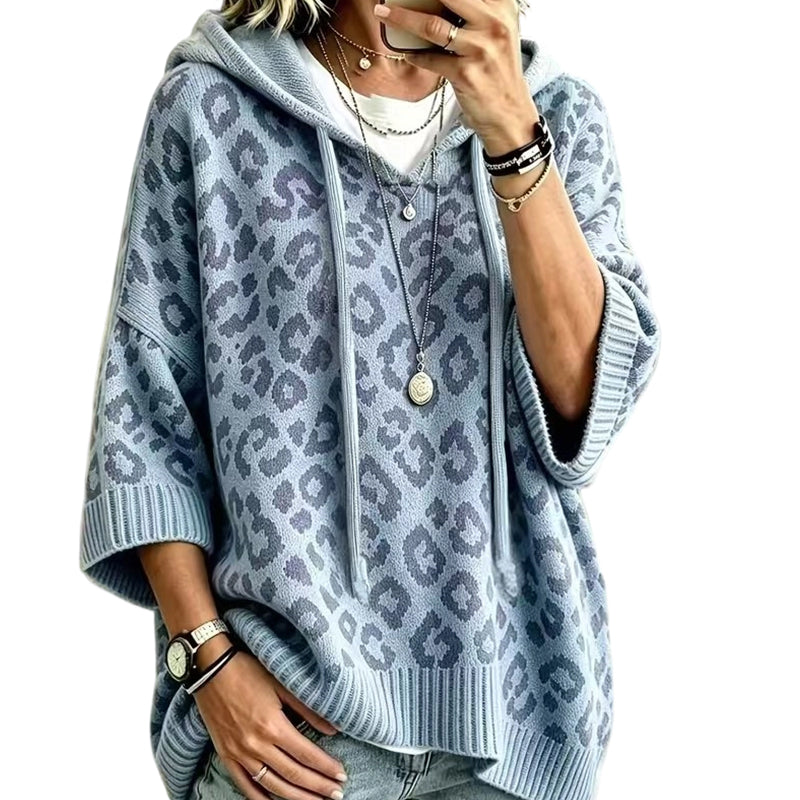 📢📢50%Rabatt!!!🎉✨Gestrickter Hoodie mit Leopardenmuster für Damen