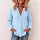 Damen-Bluse mit Rüschen und V-Ausschnitt
