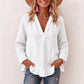Damen-Bluse mit Rüschen und V-Ausschnitt
