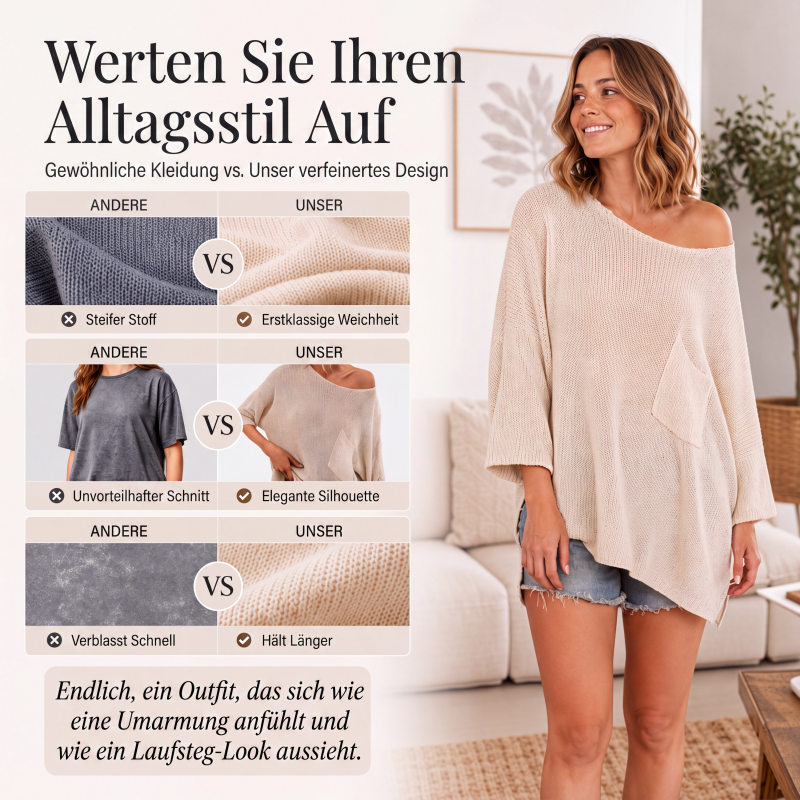 Bequemes, kuscheliges Strickoberteil mit Rundhalsausschnitt für Damen
