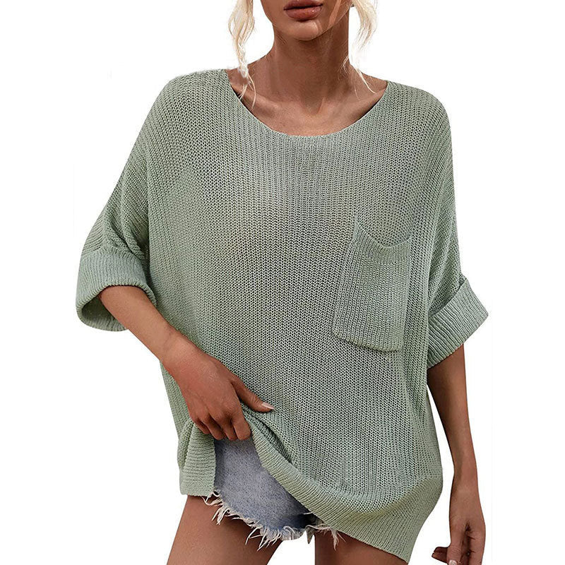 Bequemes, kuscheliges Strickoberteil mit Rundhalsausschnitt für Damen