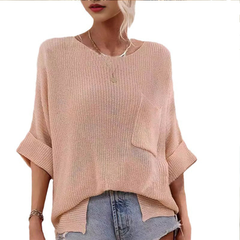 Bequemes, kuscheliges Strickoberteil mit Rundhalsausschnitt für Damen