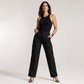 Damen-Cargohose mit hoher Taille, lockerer Passform, geradem Bein und praktischen Taschen