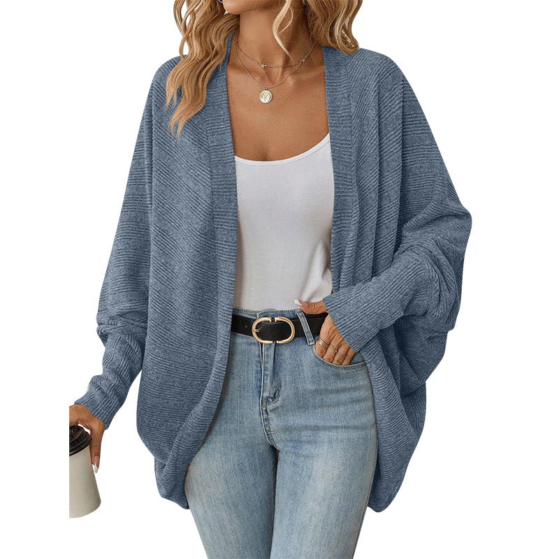 Locker sitzende Damen-Strickjacke im Fledermausärmel-Design
