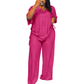 Legeres Damen-Set aus V-Ausschnitt-Oberteil und weitem Bein-Hose
