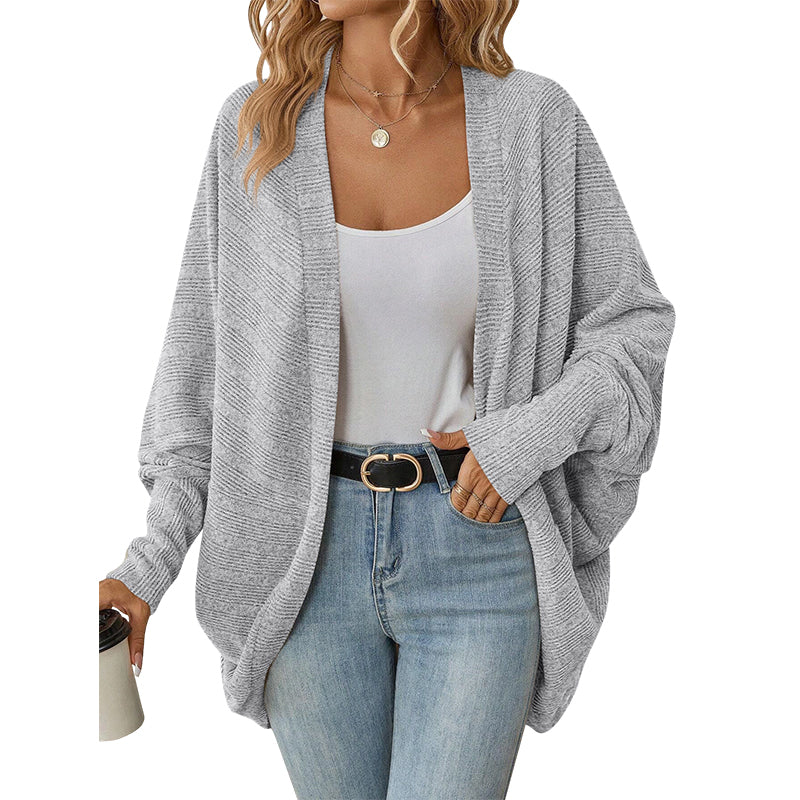 Locker sitzende Damen-Strickjacke im Fledermausärmel-Design