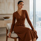 Elegantes Damen-Midikleid mit V-Ausschnitt