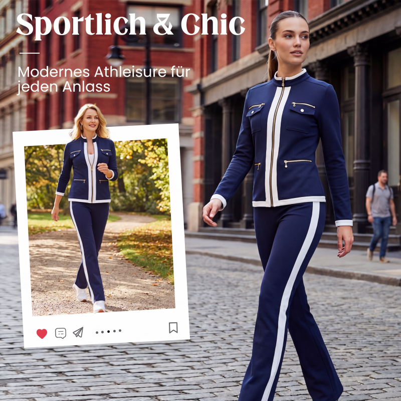 Zweiteiliger Trainingsanzug im Color-Block-Design für Damen