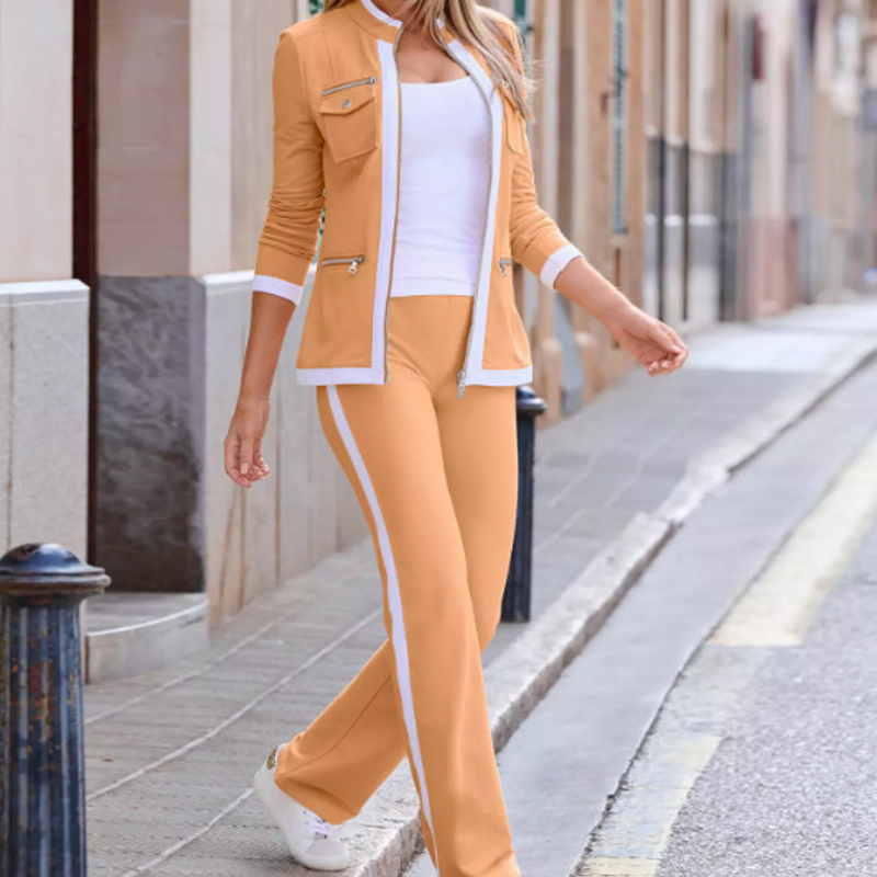 Zweiteiliger Trainingsanzug im Color-Block-Design für Damen