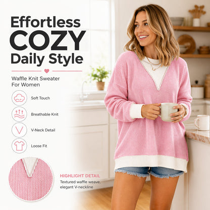📢📢50%Rabatt!!!🍁Neue Herbstkollektion – Damen Lässiges Colorblock Rundhals-Top