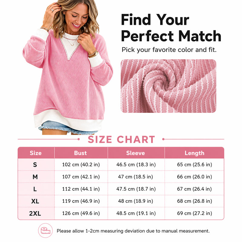 📢📢50%Rabatt!!!🍁Neue Herbstkollektion – Damen Lässiges Colorblock Rundhals-Top