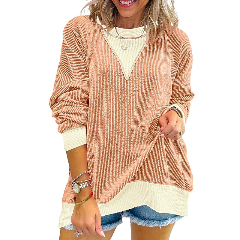 📢📢50%Rabatt!!!🍁Neue Herbstkollektion – Damen Lässiges Colorblock Rundhals-Top