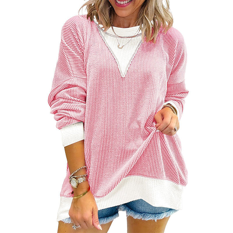 📢📢50%Rabatt!!!🍁Neue Herbstkollektion – Damen Lässiges Colorblock Rundhals-Top