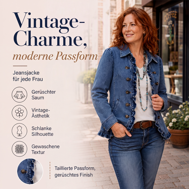 📢🎉50%Rabatt!!!🛍️✨Jeansjacke für Damen – Doppeltreihig, mit Rüschen & femininem Touch | Perfekt für Alltag, Freizeit & die Übergangszeit – Jetzt -50%!
