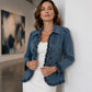 Jeansjacke für Damen, doppeltreihig, mit Rüschen