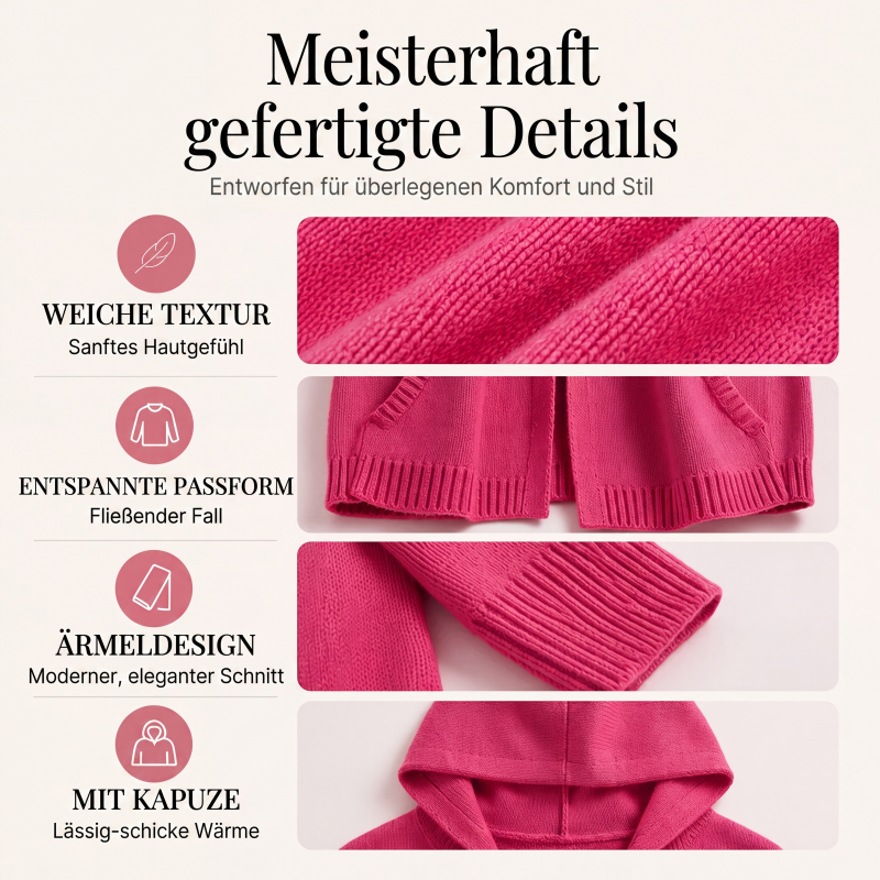 🌸 Kapuzen-Cardigan mit 3/4-Ärmeln – Leichter Stoff, bequemer Schnitt & praktische Kapuze – Ideal für die Übergangszeit & Layering versandfrei