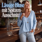 Legere Damen-Bluse mit V-Ausschnitt und langen Ärmeln
