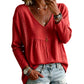 Legere Damen-Bluse mit V-Ausschnitt und langen Ärmeln