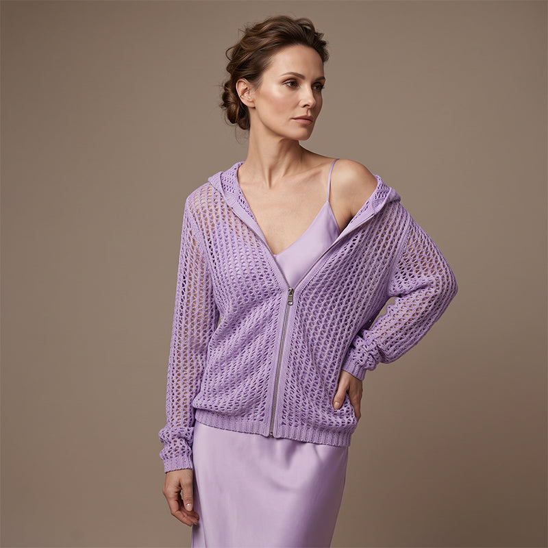 🌸☀️ 2026 Damen Open-Knit-Zip-Cardigan | Leichter Longsleeve-Pullover mit Hohleffekt für Frühling & Sommer