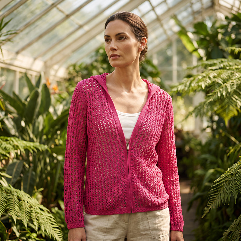 🌸☀️ 2026 Damen Open-Knit-Zip-Cardigan | Leichter Longsleeve-Pullover mit Hohleffekt für Frühling & Sommer
