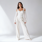 Damen Cold-Shoulder-Oberteil aus geblümten Jacquard
