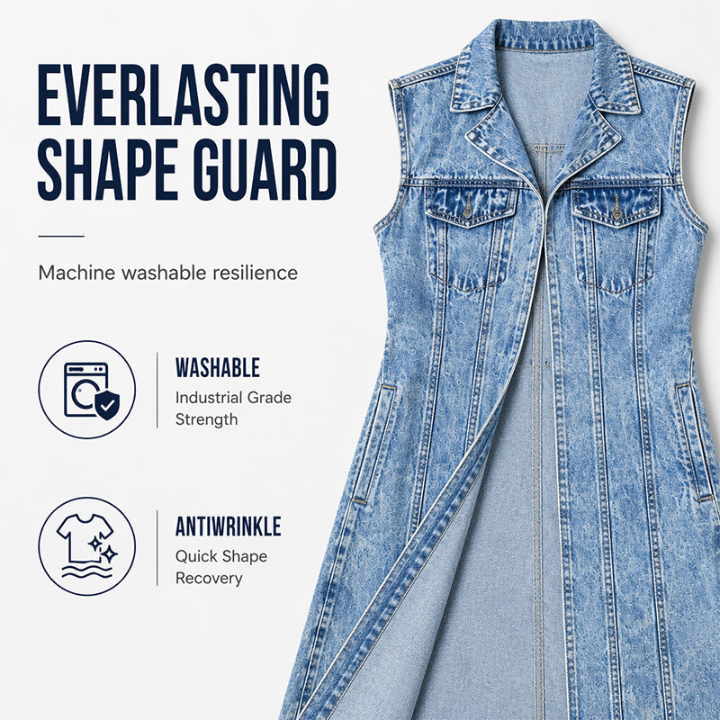 Ärmelloses Jeanskleid im Gilet-Stil mit hohem Schlitz für Damen