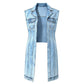 Ärmelloses Jeanskleid im Gilet-Stil mit hohem Schlitz für Damen