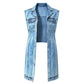 Ärmelloses Jeanskleid im Gilet-Stil mit hohem Schlitz für Damen