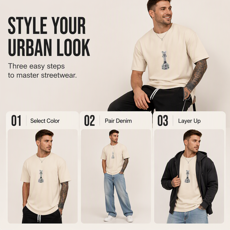 📢📢50%Rabatt!!!🎉👕 Herren Schachmotiv-Crewneck-T-Shirt – Modisches Grafik-Design, weiche Baumwolle & bequemer Schnitt | Perfekt für Alltag, Freizeit & urbane Styles – Jetzt -50%!