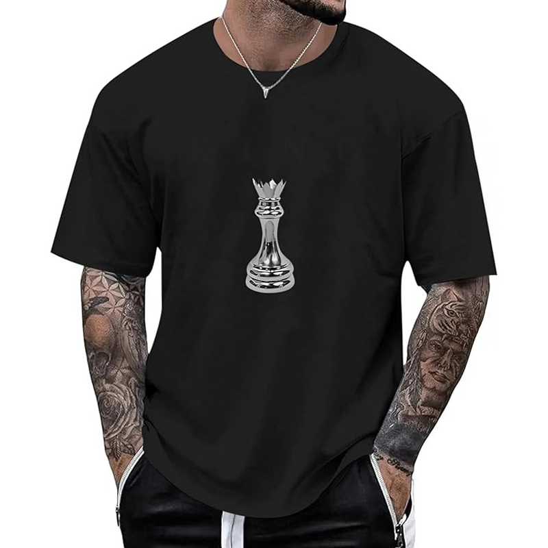 📢📢50%Rabatt!!!🎉👕 Herren Schachmotiv-Crewneck-T-Shirt – Modisches Grafik-Design, weiche Baumwolle & bequemer Schnitt | Perfekt für Alltag, Freizeit & urbane Styles – Jetzt -50%!