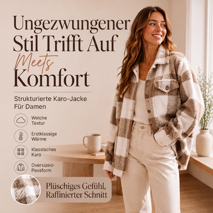 📢📢50% RABATT !!⏰Gemütliche karierte Damenjacke mit Knopfleiste