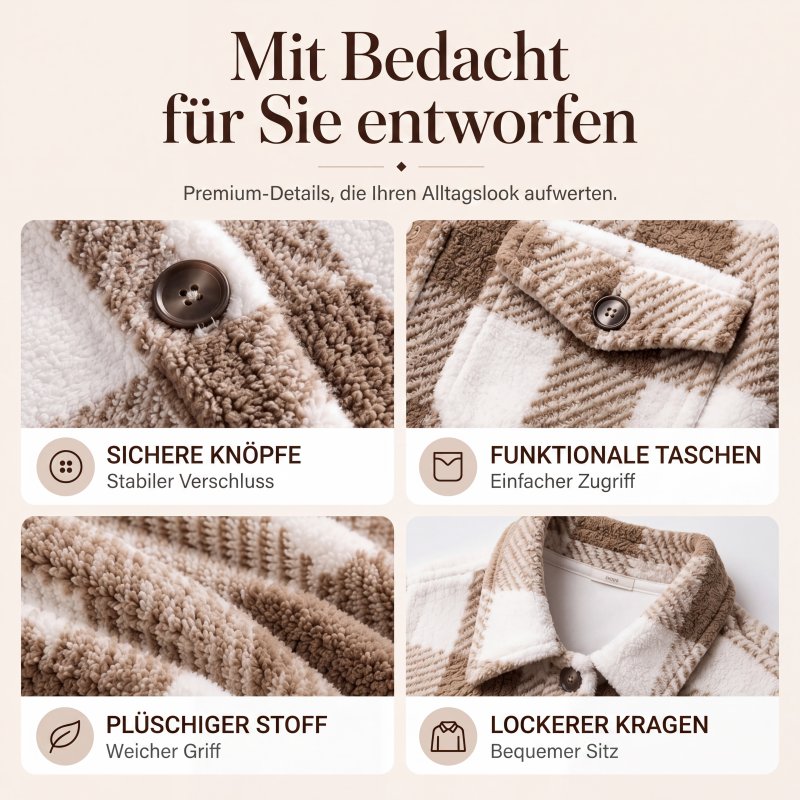 📢📢50% RABATT !!⏰Gemütliche karierte Damenjacke mit Knopfleiste