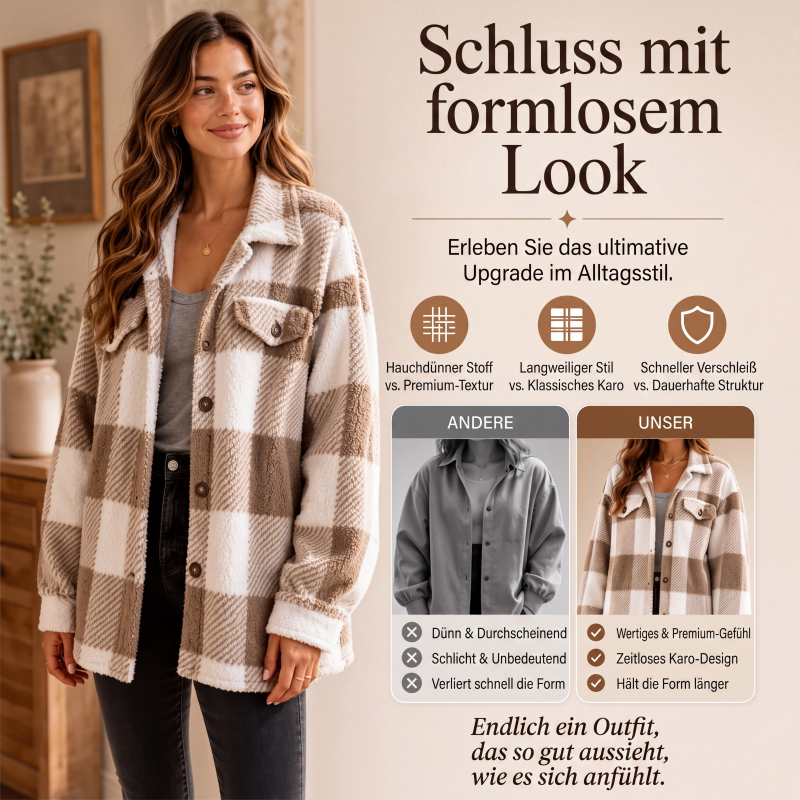 📢📢50% RABATT !!⏰Gemütliche karierte Damenjacke mit Knopfleiste