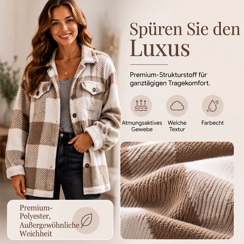 📢📢50% RABATT !!⏰Gemütliche karierte Damenjacke mit Knopfleiste