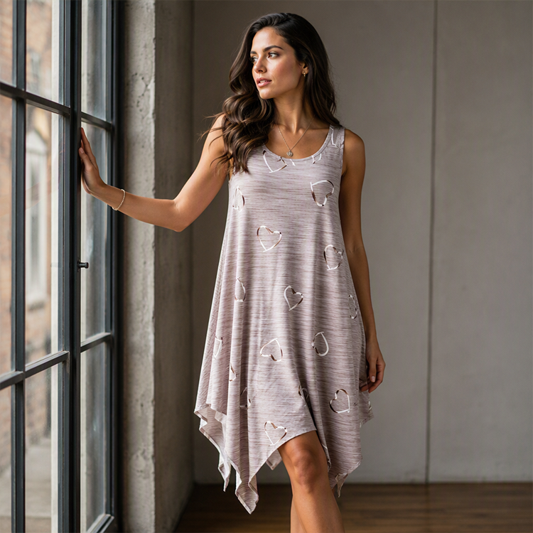 📢📢50%Rabatt!!! 🍃 Leger ärmelloses Damenkleid mit asymmetrischem Saum