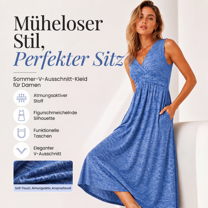 📢📢50%Rabatt!!!👗Ärmelloses Damen-Kleid in Übergrößen mit V-Ausschnitt