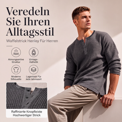 📢📢50%Rabatt!!!✨🎉Langarm-Henley-Shirt aus Waffelstrick für Herren