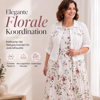 🔔 Letzte 100 Stück – solange der Vorrat reicht! Damen Maxikleid mit Blumenmuster im Set mit kurzer Jacke